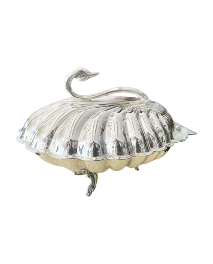 Bandeja Vintage de Cisne com Tampa Articulada - Leonard Silverplate