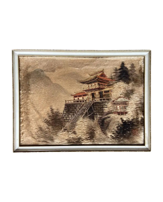 Quadro Japonês Antigo em Tecido