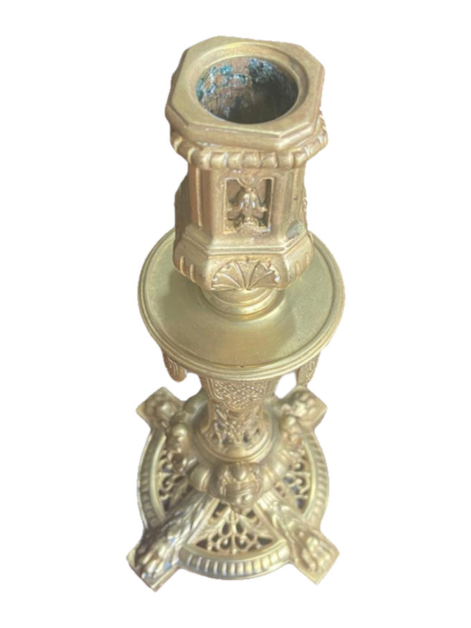 Castiçal de Bronze Antigo Art Nouveau - Par - Image 7