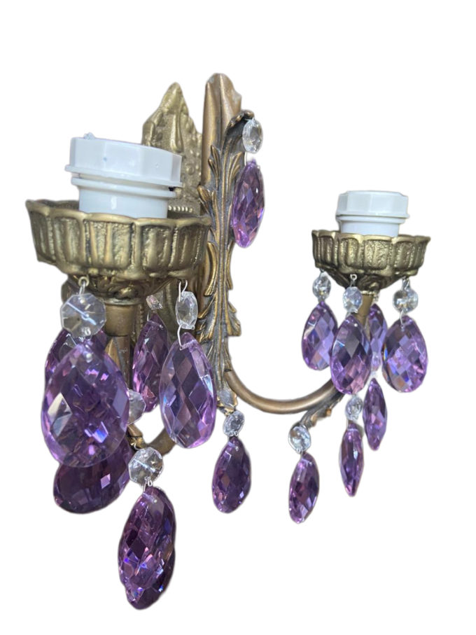 Arandela de Bronze Antiga com Cristais - Par - Imagem 4