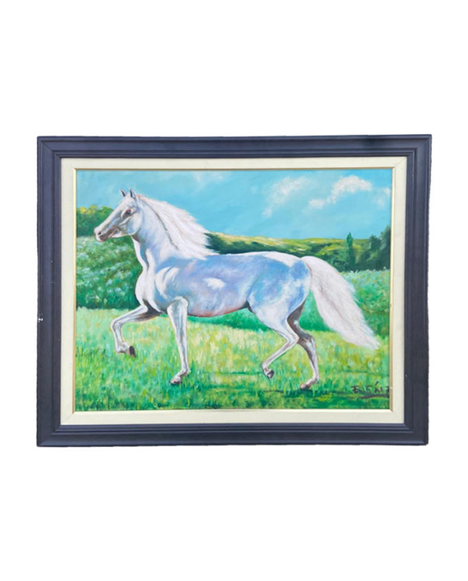 Quadro Óleo Sobre Tela Cavalo - R. Sáez