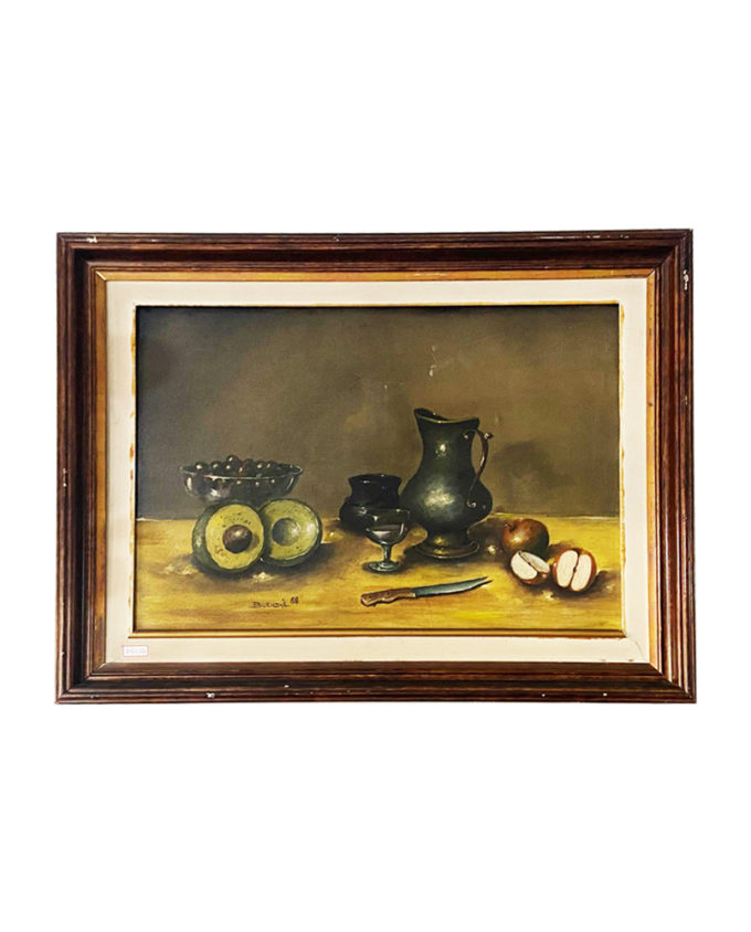 Quadro óleo sobre tela natureza morta - Buendia 1988