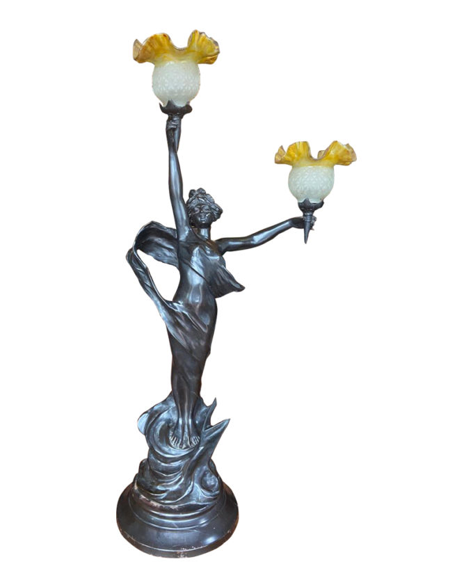 Luminária Antiga em Petit Bronze Bailarina