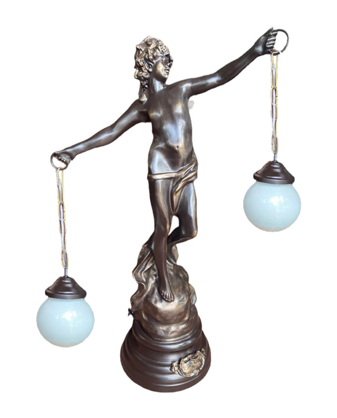 Luminária/Escultura Anjo em Petit Bronze
